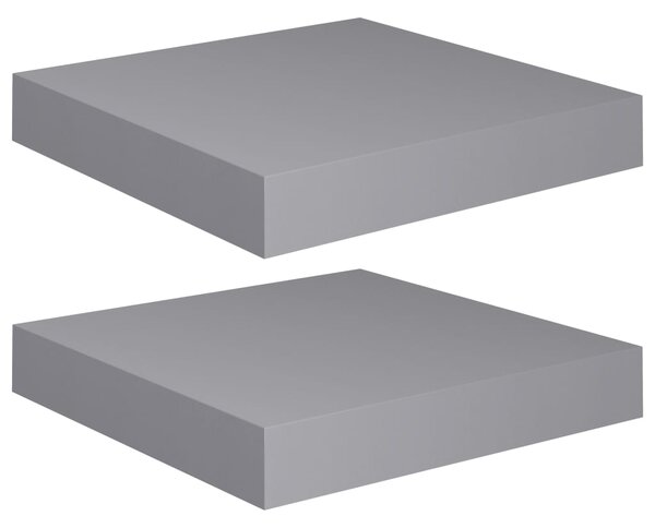 Floating Wall Shelves 2 pcs Grey 23x23.5x3.8 cm MDF