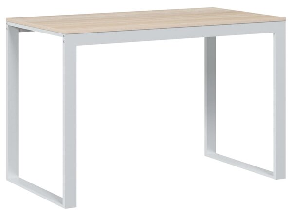 Computer Desk White and Oak 110x60x73 cm Engineered Wood