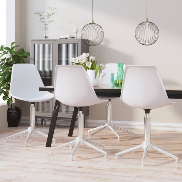 Swivel Dining Chairs 4 pcs White PP
