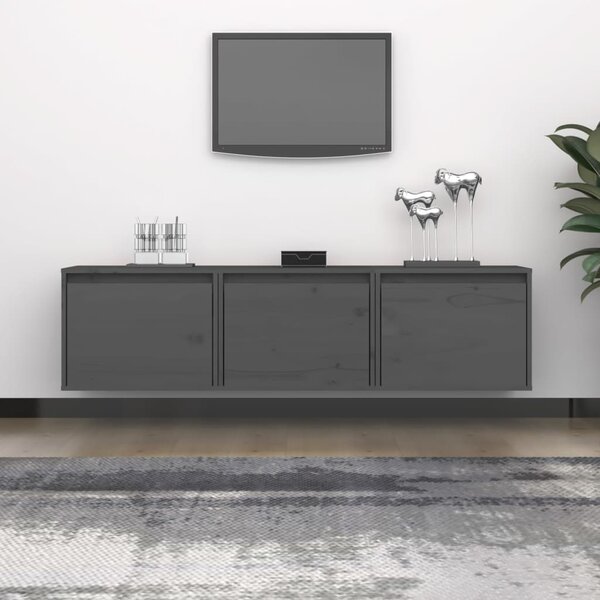 TV Cabinets 3 pcs Grey Solid Wood Pine
