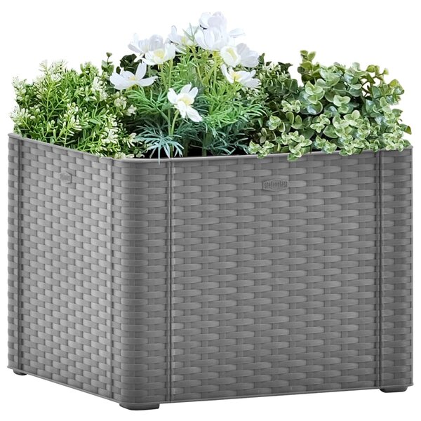 Garden Raised Bed with Self Watering System Grey 43x43x33 cm
