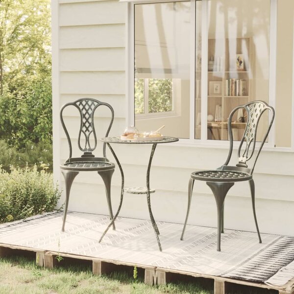 3 Piece Bistro Set Cast Aluminium Green