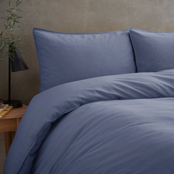 Cotton Linen Standard Pillowcase Pair Folkstone Blue