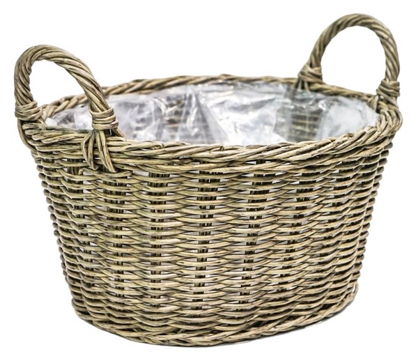 Ivyline Polyrattan Lined Basket Plant Pot