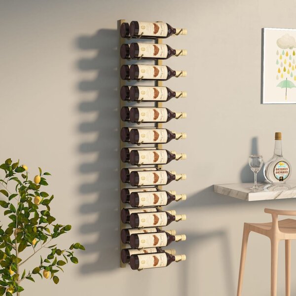 Wall Mounted Wine Rack for 24 Bottles Gold Iron