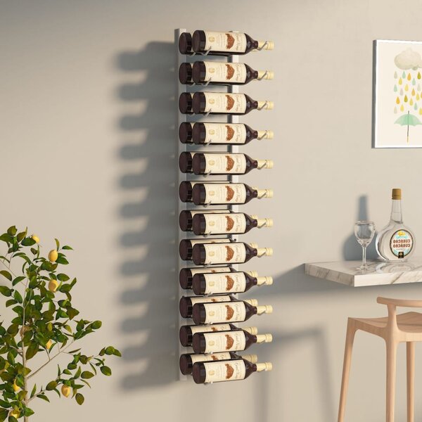 Wall Mounted Wine Rack for 24 Bottles White Iron