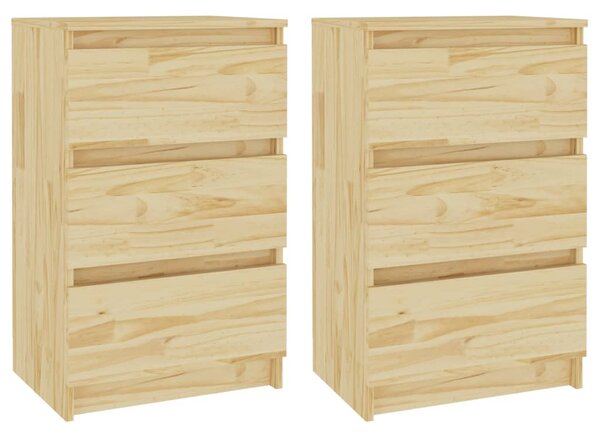 Bedside Cabinets 2 pcs 40x29.5x64 cm Solid Pine Wood