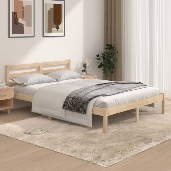Bed Frame Solid Wood Pine 135x190 cm Double