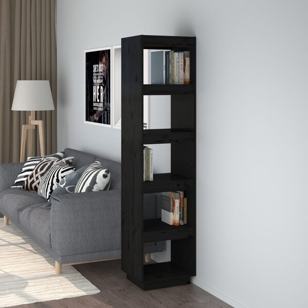 Book Cabinet/Room Divider Black 40x35x167 cm Solid Wood Pine