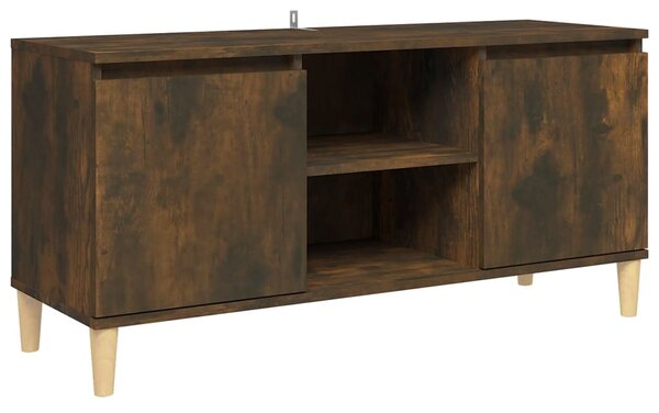 TV Cabinet with Solid Wood Legs Smoked Oak 103.5x35x50 cm