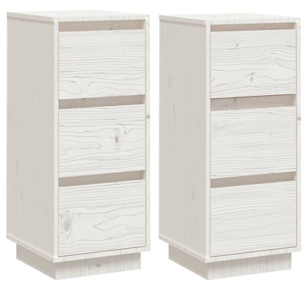 Sideboards 2 pcs White 32x34x75 cm Solid Wood Pine