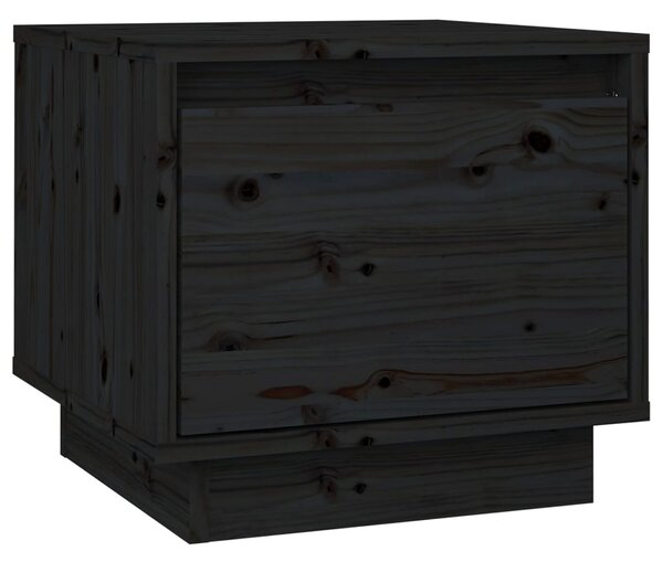 Bedside Cabinet Black 35x34x32 cm Solid Wood Pine