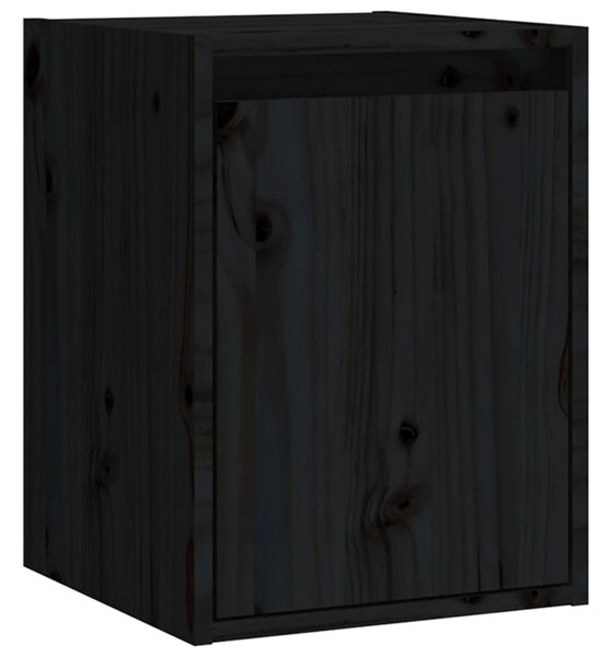 Wall Cabinet Black 30x30x40 cm Solid Wood Pine