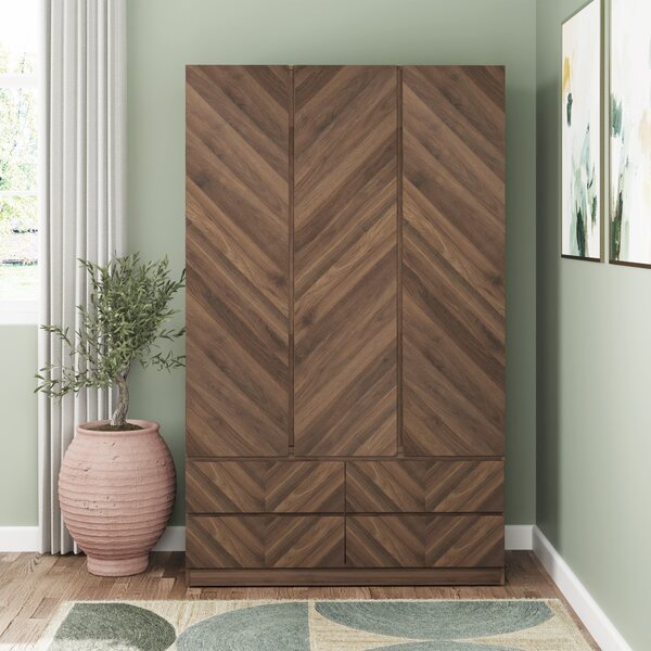 Taranto Triple, 4 Drawer Wardrobe Royal Walnut Royal Walnut