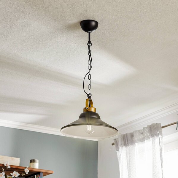 Iron hanging light, black/white/antique brass