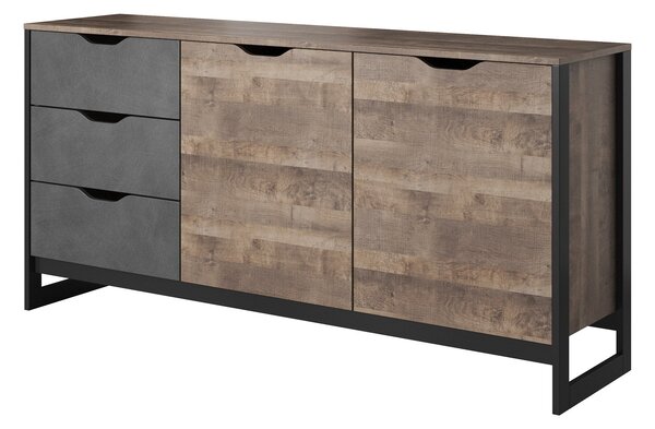 Ezra 2 Door 3 Drawer Chest | Industrial Sideboard Cabinet for Living Room or Bedroom | Roseland Furniture