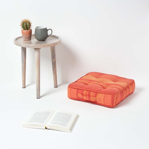 Homescapes Morocco Striped Cotton Floor Cushion Terracotta