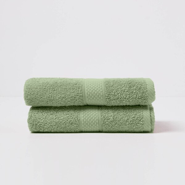 Homescapes Sage Green Hand Towel Set of 2 Turkish Cotton