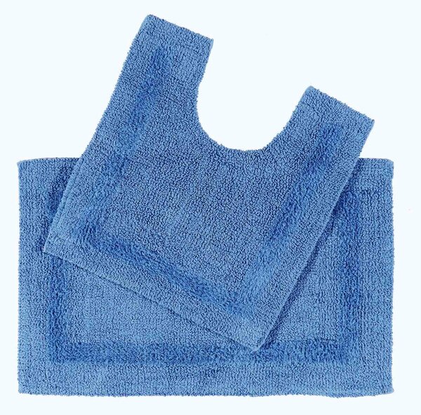 Homescapes Luxury Reversible Bath Mat Set - Cobalt Blue