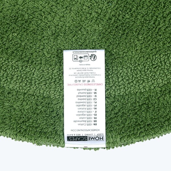 Homescapes Luxury Reversible Round Bath Mat - Bottle Green