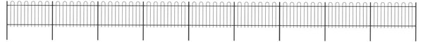 Garden Fence with Hoop Top Steel 15.3x1 m Black