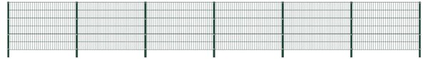 Fence Panel with Posts Iron 10.2x1.2 m Green