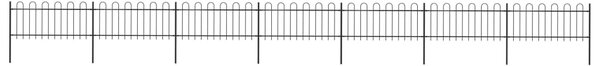 Garden Fence with Hoop Top Steel 11.9x0.8 m Black
