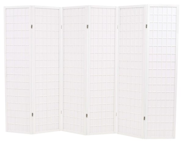 Folding 6-Panel Room Divider Japanese Style 240x170 cm White