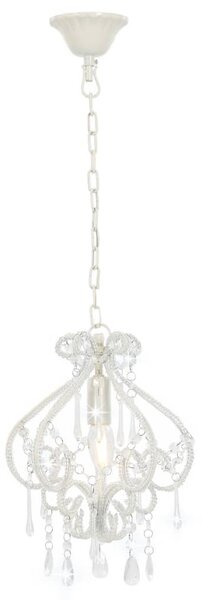 Ceiling Lamp with Beads White Round E14