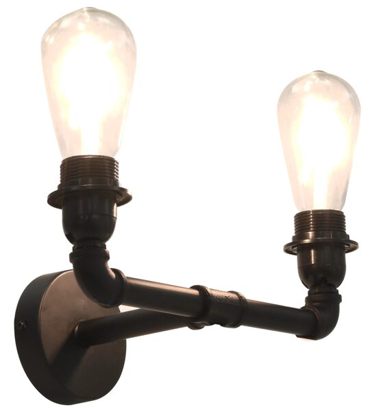 2-way Wall Lamp Black 2 x E27 Bulbs
