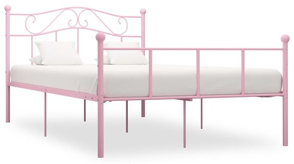 284540 Bed Frame without Mattress Pink Metal 140x200 cm