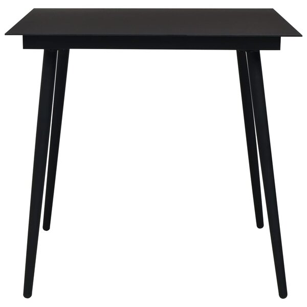 Garden Dining Table Black 80x80x74 cm Steel and Glass