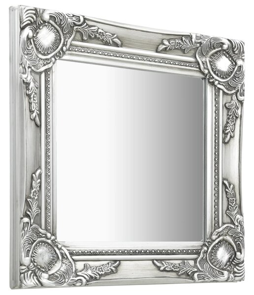 Wall Mirror Baroque Style 40x40 cm Silver