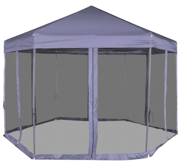 Hexagonal Pop-Up Marquee with 6 Sidewalls Dark Blue 3.6x3.1 m