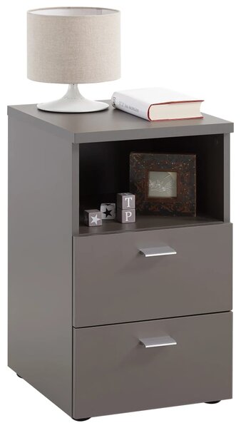 FMD Bedside Cabinet with 2 Drawers and Open Shelf Lava Grey