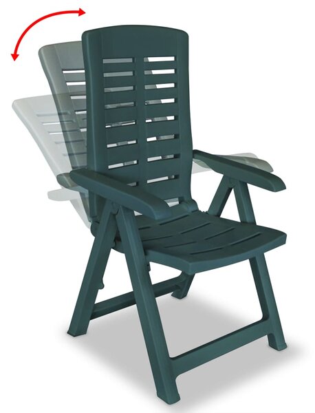 Reclining Garden Chairs 4 pcs Plastic Green