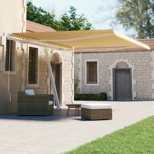 Freestanding Manual Retractable Awning 400x300 cm Yellow/White
