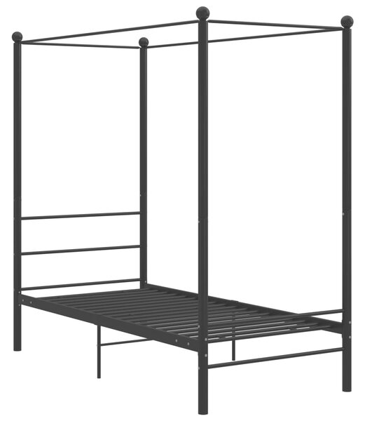 Canopy Bed Frame without Mattress Black Metal 100x200 cm