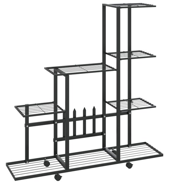 Flower Stand with Wheel 94.5x25x92.5 cm Black Metal