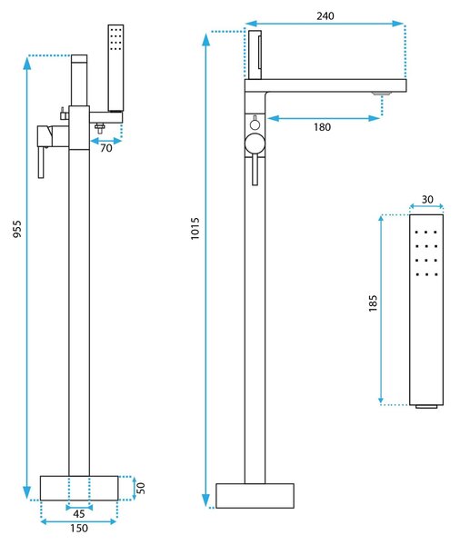Free-standing faucet Rea Logan Brush Gold
