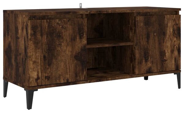 TV Cabinet with Metal Legs Smoked Oak 103.5x35x50 cm