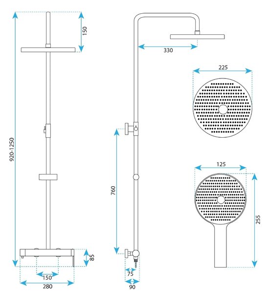 Shower set Rea Hunter Brush Nickel