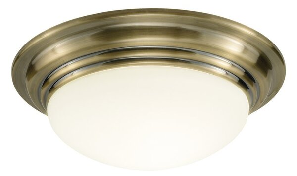 Dar BAR5275 Barclay Antique Brass Small Bathroom Flush Light