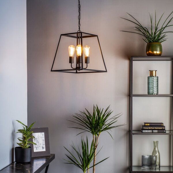Academy 4 Light Black Ceiling Lantern Pendant Light