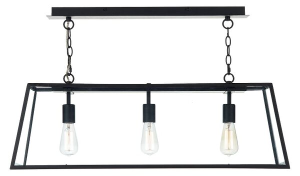 Dar ACA0322 Academy 3 Light Black Ceiling Pendant with Clear Glass