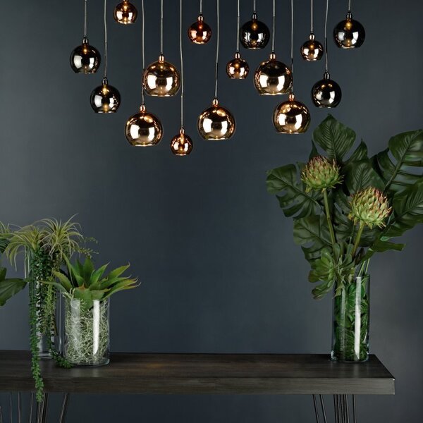 DAR AUR6264 Aurelia15 Light Ceiling Bar Pendant Light In Black Chrome And Multi-Colour