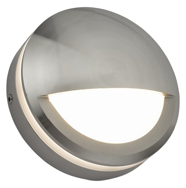 Dar AKO3268 Akos Outdoor Wall Light In Aluminium And White - Half Moon Light