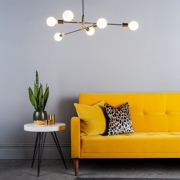 Dar ALA0635 Alana 6 Light Ceiling Pendant In Polished Gold