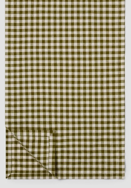 Botanical Green Gingham Linen Blend Table Runner | 45 x 200cm | Piglet in Bed