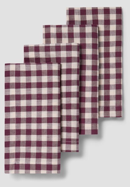 Berry Gingham Linen Blend Napkins Set of 4 | 45 x 45cm | Piglet in Bed